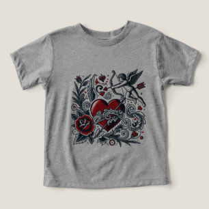 Amour classique de tatouage : Coeur & Cupidon T-Sh