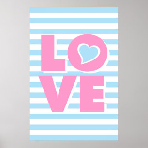AMOUR, coeur bleu, poster de typographie, Saint Va