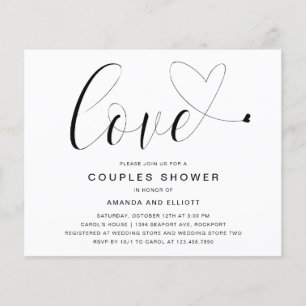 Amour Coeur Budget Couples Douche Invitation