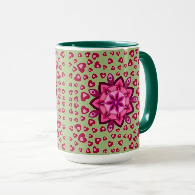 AMOUR COEUR FLEURS ANNIVERSAIRE VALENTINE MUG (Devant droit)
