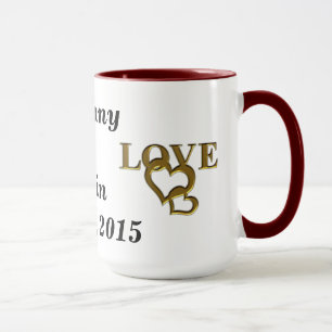 Amour Coeur, Noms et Mug de sonnerie de date