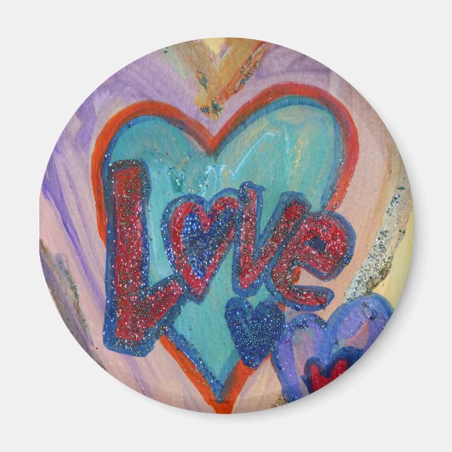 Amour Coeurs de famille Art Peinture Magnet (Devant)