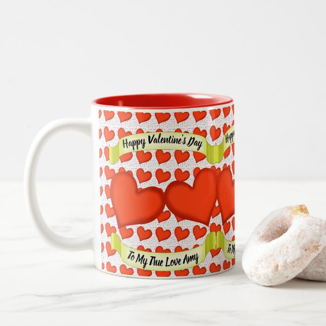 Amour Coeurs Mug (Avec donut)
