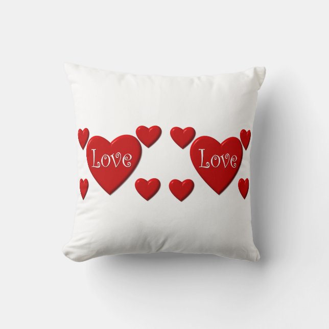 Amour Coeurs rouges Jeter Oreiller (Recto)