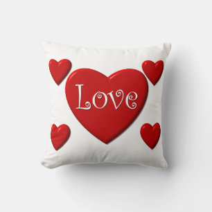 Amour Coeurs rouges Jeter Oreiller