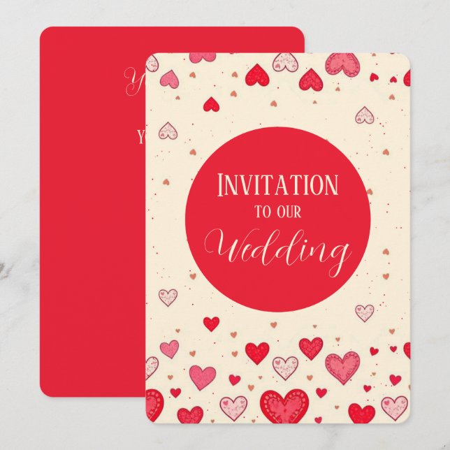 Amour, Coeurs, Valentines, Mariage - Invitation (Devant / Derrière)