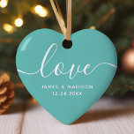 Amour Couples personnalisés Ornement photo Turquoi<br><div class="desc">Amour Personnalisé Couples Photo Ornament. Un ornement romantique qui fait un grand cadeau pour les vacances. Je ferais aussi une grande faveur de mariage. Personnalisez ce design personnalisé avec votre propre photo et texte.</div>