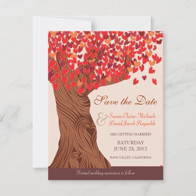 Amour d'automne chêne romantique Save the Date (Devant)