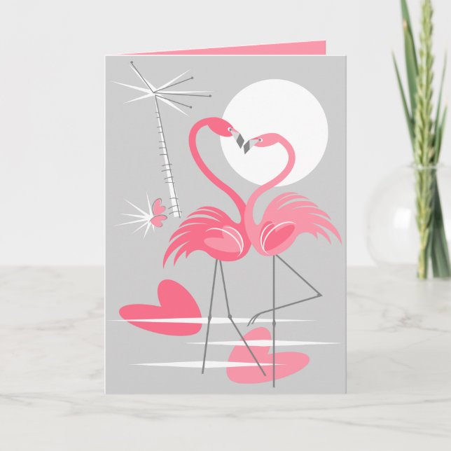 Amour de Flamant rose à l'intérieur de carte de (Devant)
