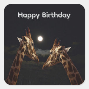 Amour de girafe au clair de lune, autocollants d'a