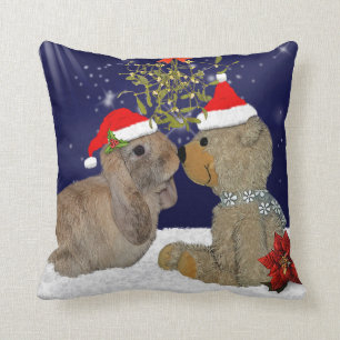 Amour de lapin au coussin de Noël