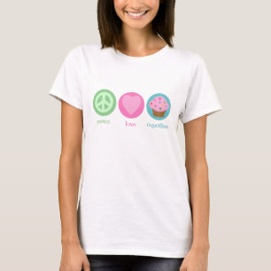 Amour de paix et T-shirt de petits gâteaux