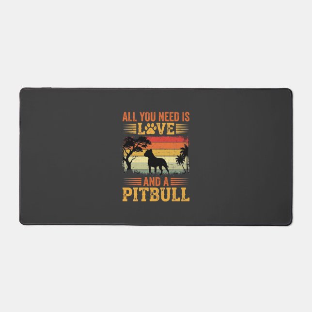 Amour de Pitbull Coucher de Soleil Rétro Chien (Recto)
