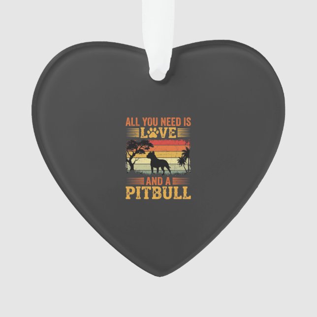 Amour de Pitbull Coucher de Soleil Rétro Chien (devant)