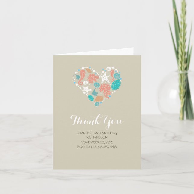amour de plage coeur romantique mariage merci (Devant)