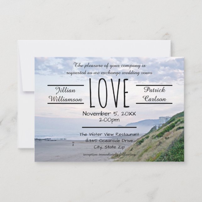 Amour de plage/océan - 3x5 Faire-part de mariage (Devant)