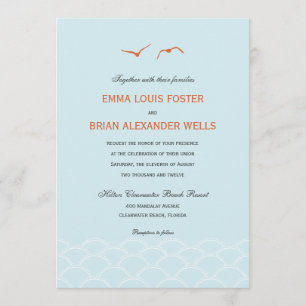 Amour Doves Invitations de mariage - Sky Blue