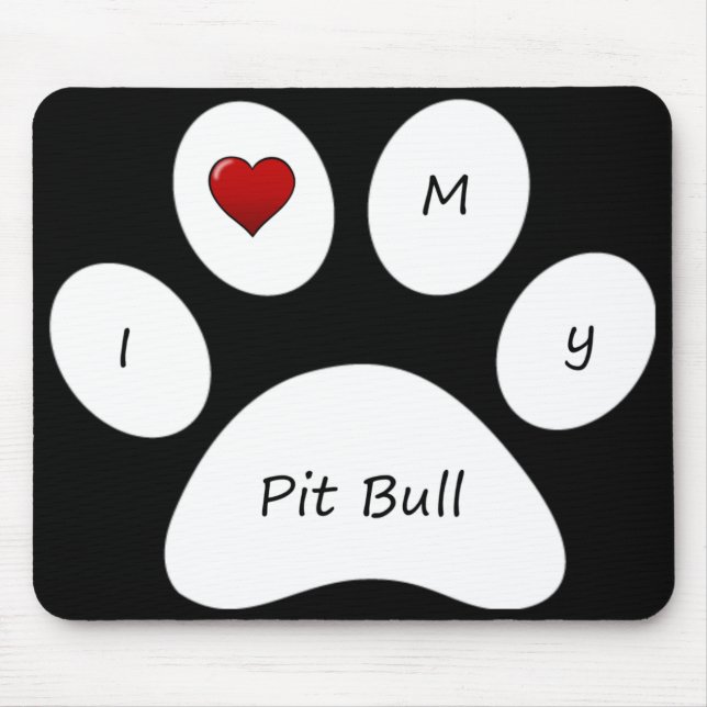 Amour du noir I mon tapis de souris de pitbull (Devant)