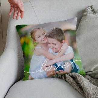 AMOUR Écriture personnalisée oreiller photo