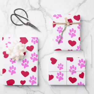 Amour Empreintes de pattes envelopper du papier