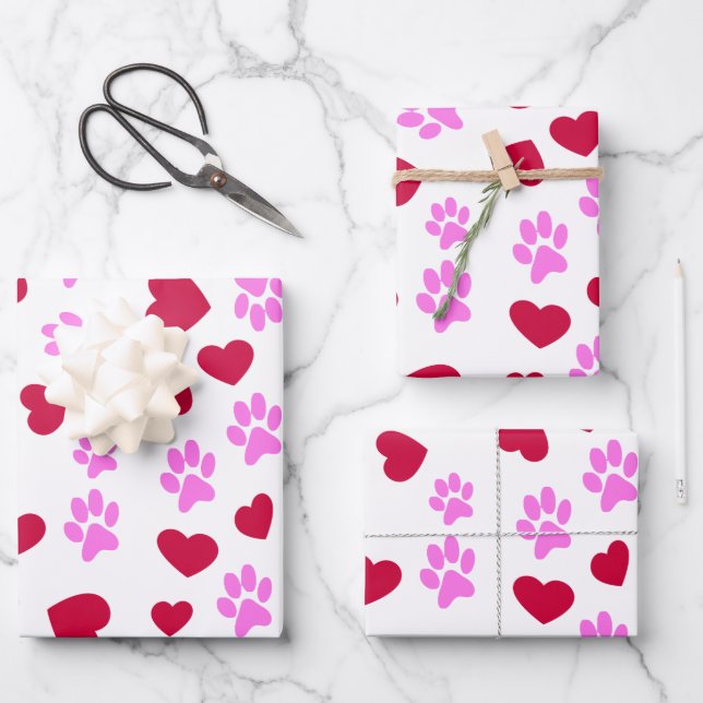 Amour Empreintes de pattes envelopper du papier (Recto)