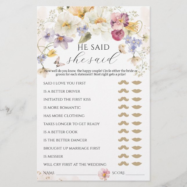 Amour en fleur Fleur sauvage Rustic Bridal Jeu (Devant)