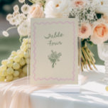 Amour en fleur Whimsical manuscrit Tableau 4 Carte<br><div class="desc">Fêtez les noces à venir de votre future mariée préférée en style avec nos numéros de table bizarres et fantaisistes! Ce design présente un beau cadre rose doux dessiné à la main dans un style amusant et ludique avec un bouquet vert sage, dessiné à la main, accompagné d'une police décontractée,...</div>