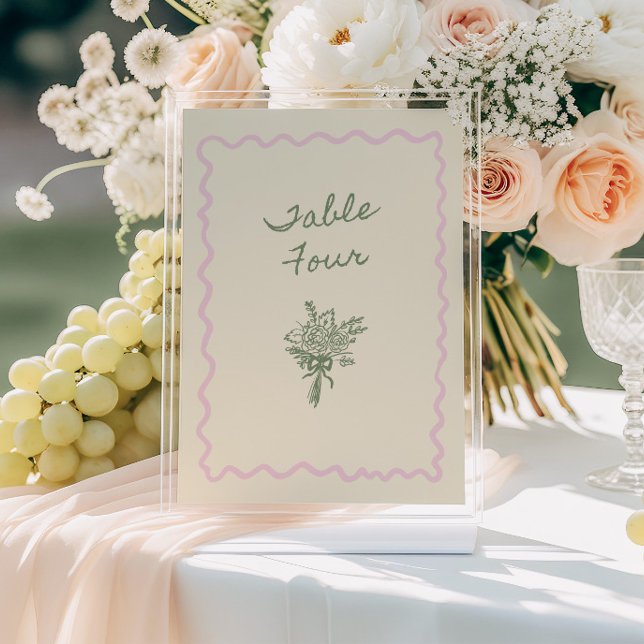 Amour en fleur Whimsical manuscrit Tableau 4 Carte (Créateur téléchargé)
