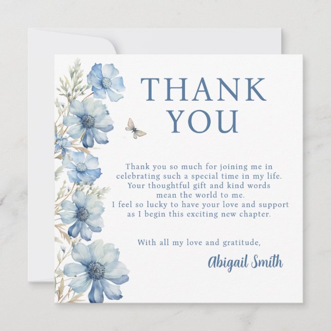 AMOUR EN FLEURS INVITATION DE MARIAGE FLEUR BLEUE (Devant)