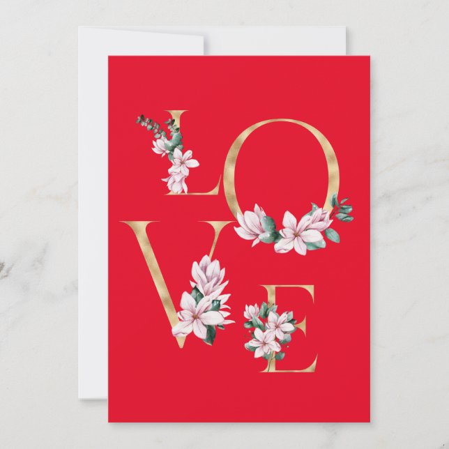 Amour en lettre dorée avec fleurs de magnolia (Devant)