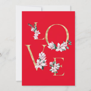 Amour en lettre dorée avec fleurs de magnolia