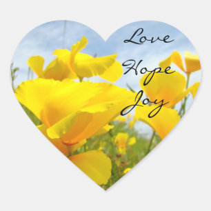 Amour Espoir Joie Autocollants Coquelicots Fleurs