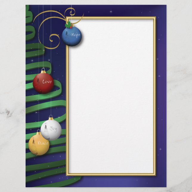 Amour, Espoir, Paix, Joie Lettre de Noël (Devant)