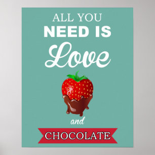 Amour et copie ou affiche de chocolat