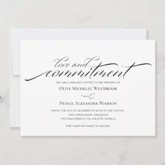 Amour et engagement | Invitation de mariage noir e