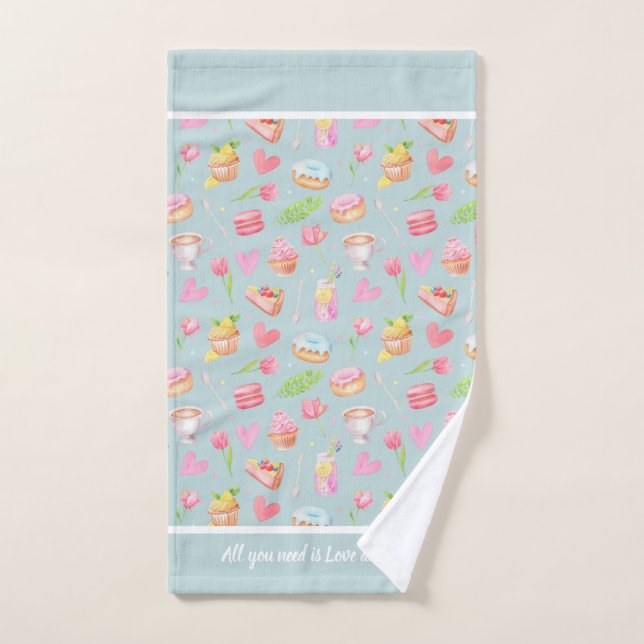 Amour et gâteau. Tablier tout-imprimé (Serviette à main)