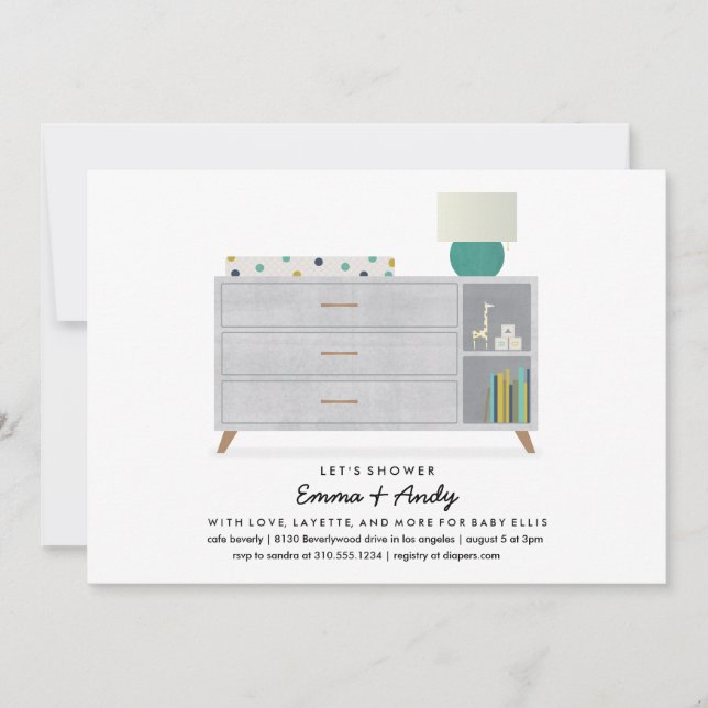 Amour et Layette Baby Shower Invitations (Devant)