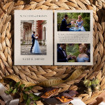 Amour et merci 3x Mariage Photo Elegant<br><div class="desc">carte de remerciements mariage écrit avec amour et grâce à la personnaliser avec trois photos mariages et votre note de remerciement personnalisée. Le design est sur un arrière - plan beige (modifiable) avec une typographie simple et élégante. Pour coordonner les invitations, la papeterie, les jeux et la décoration de jour...</div>