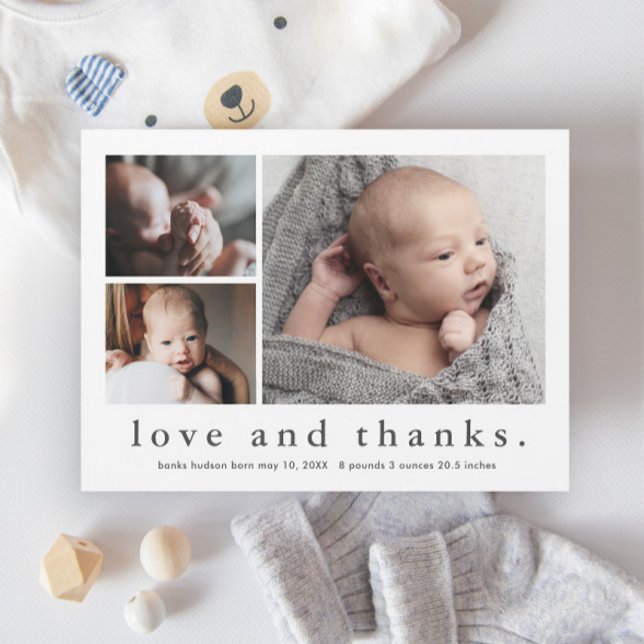 Amour et Merci Budget Photo Baby Carte de remercie (Créateur téléchargé)