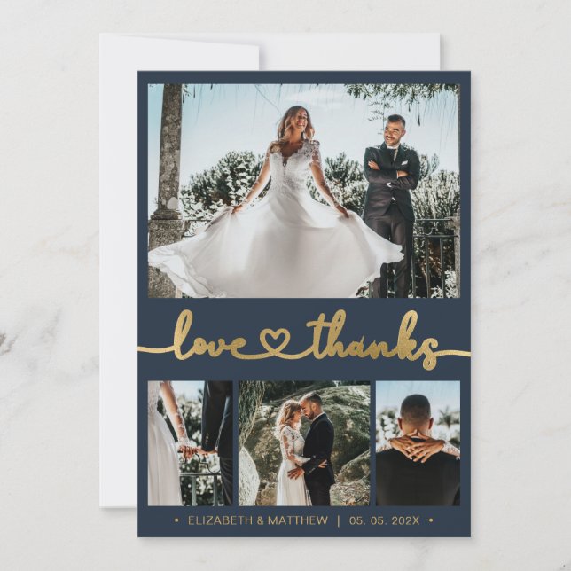 Amour et Merci Coeur Script Marine 4 Mariage photo (Devant)