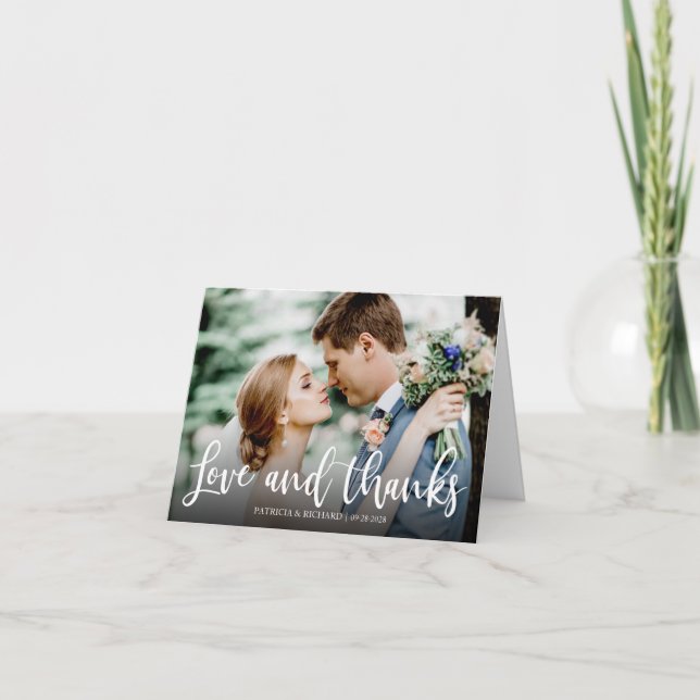 Amour Et Merci Élégant Mariage Photo Merci (Devant)