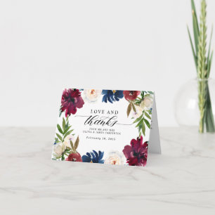 Amour et merci Floral Navy Blue Burgundy Mariage