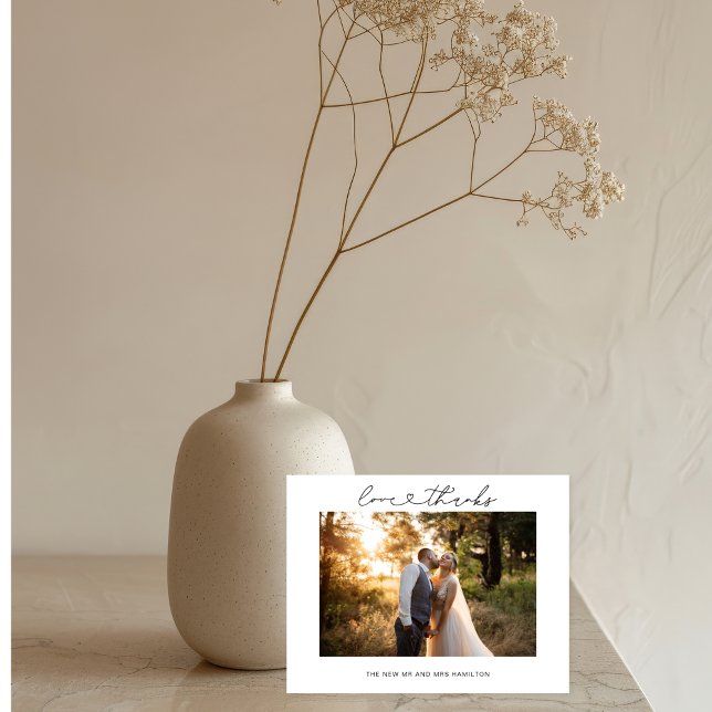 Amour et Merci Mariage de script de coeur Carte ph (Créateur téléchargé)