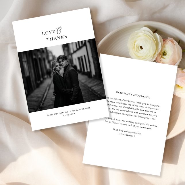 Amour et Merci | Photo minimaliste moderne Mariage (Créateur téléchargé)