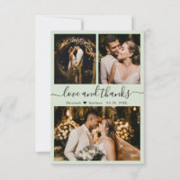 Amour et Merci Sage Green Mariage Carte de remerci