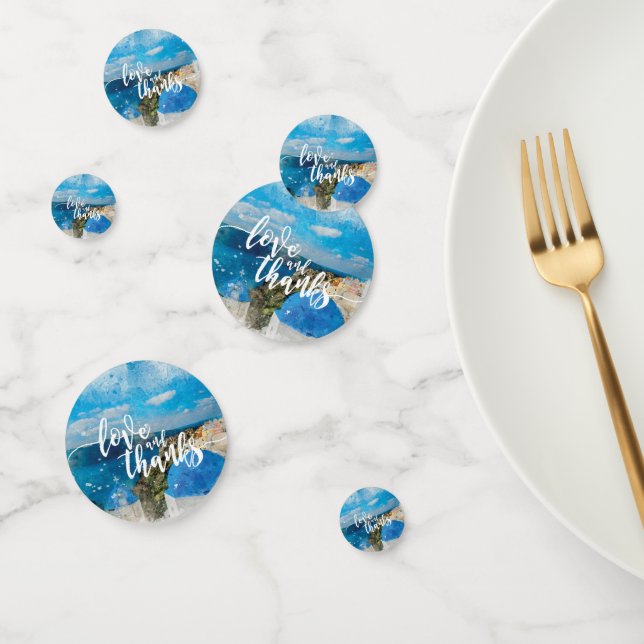 amour et merci Santorini table confetti party (Groupe)