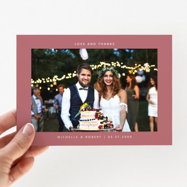 Amour et Merci Simple Mariage Photo Rose (Créateur téléchargé)