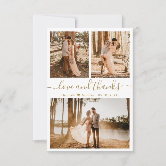 Amour et Merci White Gold Mariage Carte de remerci (Devant)