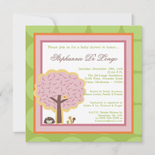 Amour et Nature Girl Woodla Baby shower Invitation