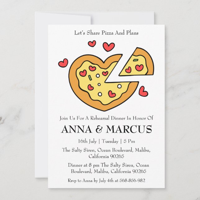 amour et pizza plaisir répétition invitations dîne (Devant)